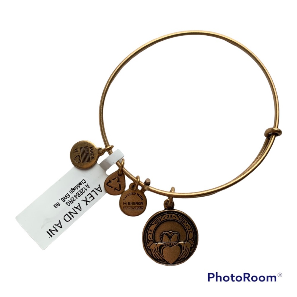 Alex and Ani Irish Claddagh Charm Bracelet Gold NWT